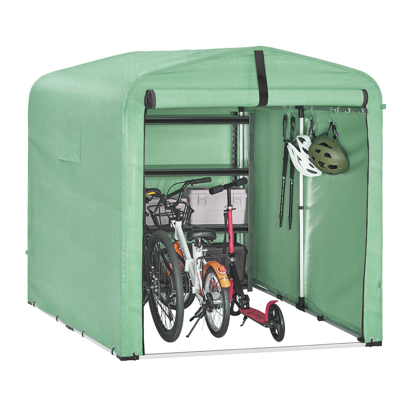 SoBuy | Capanno per attrezzi in lamina | Garage per bici resistente alle intemperie | Verde 159x165x219cm KLS11-L-GR