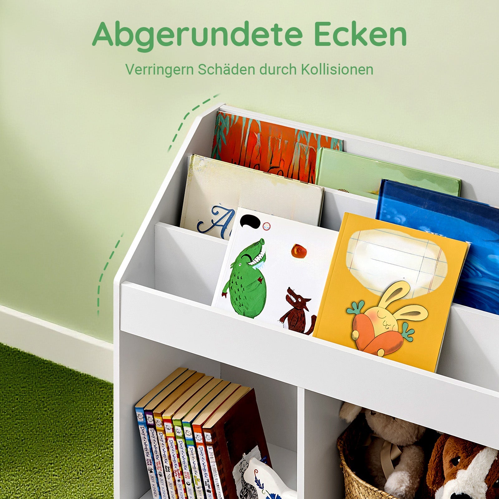 SoBuy | Étagère à Livres pour Enfants | Porte-Revues pour Chambre d'Enfant | Étagère de Rangement Blanc | KMB01-II-W