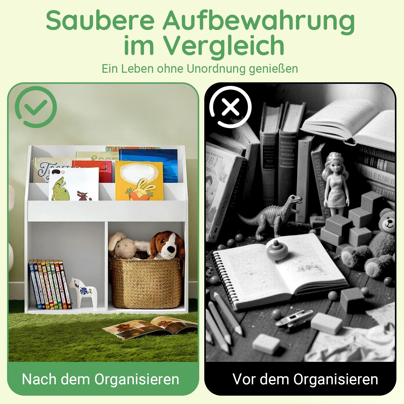 SoBuy | Libreria per bambini | Porta riviste per cameretta | Scaffale portaoggetti Bianco | KMB01-II-W