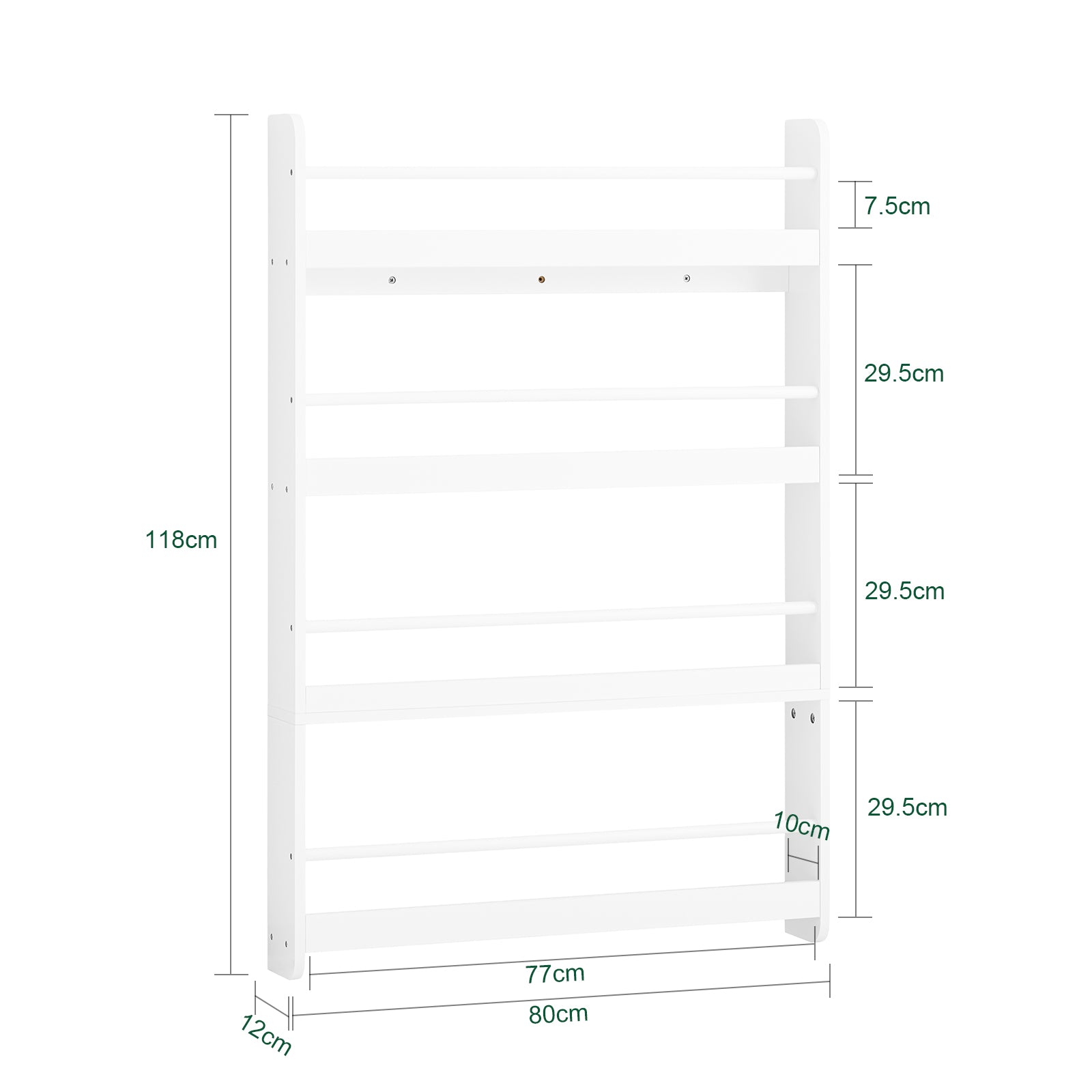 SoBuy | Bibliothèque pour enfants | Étagère murale pour enfants | 4 étagères | KMB08-W