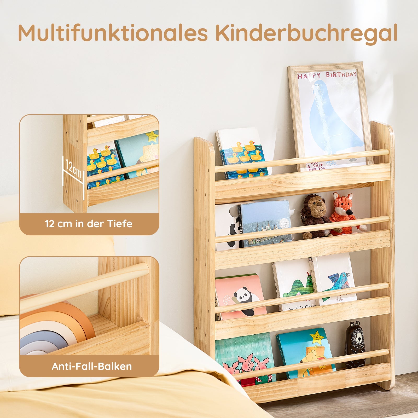 SoBuy Étagère Murale Enfant Bibliothèque Enfant KMB08-K-N