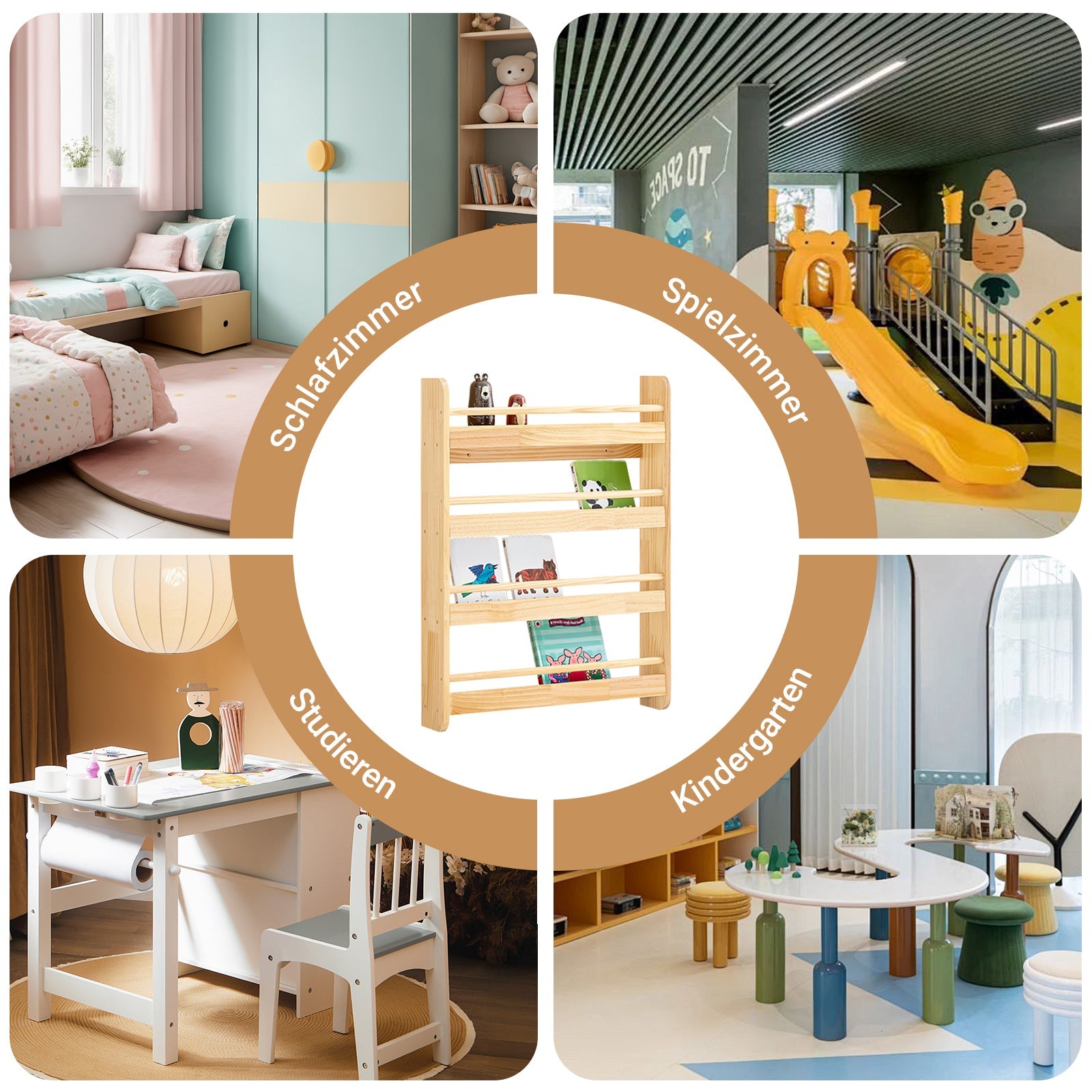 SoBuy Étagère Murale Enfant Bibliothèque Enfant KMB08-K-N