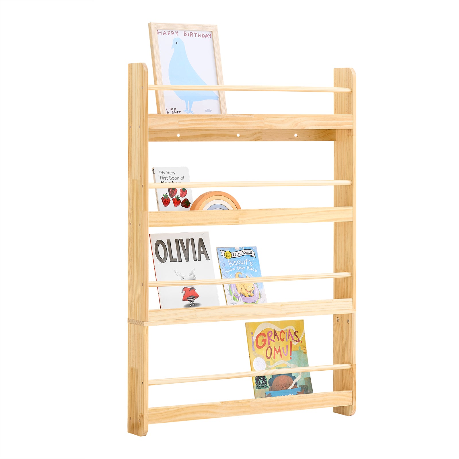 SoBuy | Bibliothèque pour enfants | Étagère murale pour chambre d'enfant | 4 étagères | KMB08-N