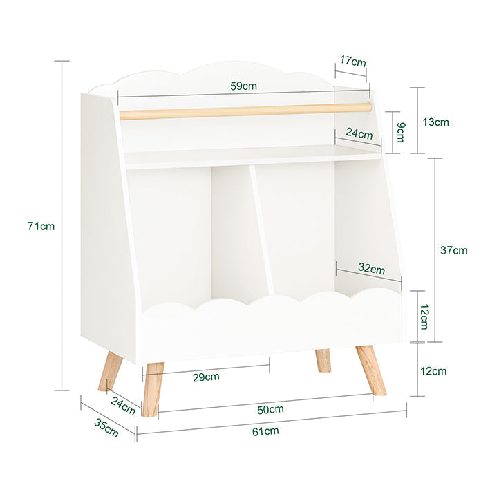 SoBuy | Scaffale per libri per bambini | Scaffale portaoggetti | Scaffale Montessori | Bianco | KMB100-K-W