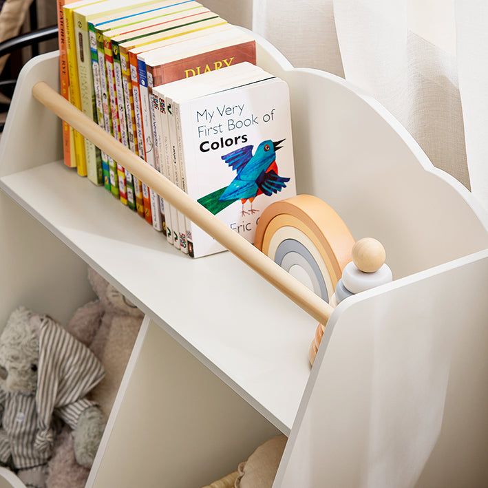 SoBuy | Étagère à Livres pour Enfants | Étagère de Rangement | Étagère Montessori | Blanc | KMB100-K-W