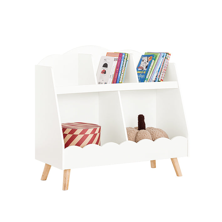 SoBuy | Scaffale per libri per bambini | Scaffale portaoggetti | Scaffale Montessori | Bianco | KMB100-W