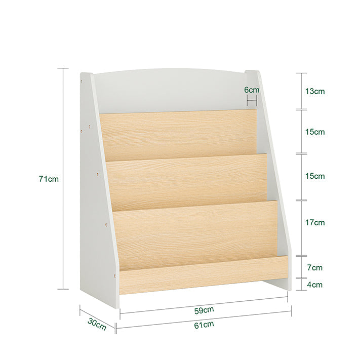 SoBuy | Bibliothèque pour enfants | Porte-journaux | Étagère de rangement pour enfants | Gris/Naturel | KMB106-HG