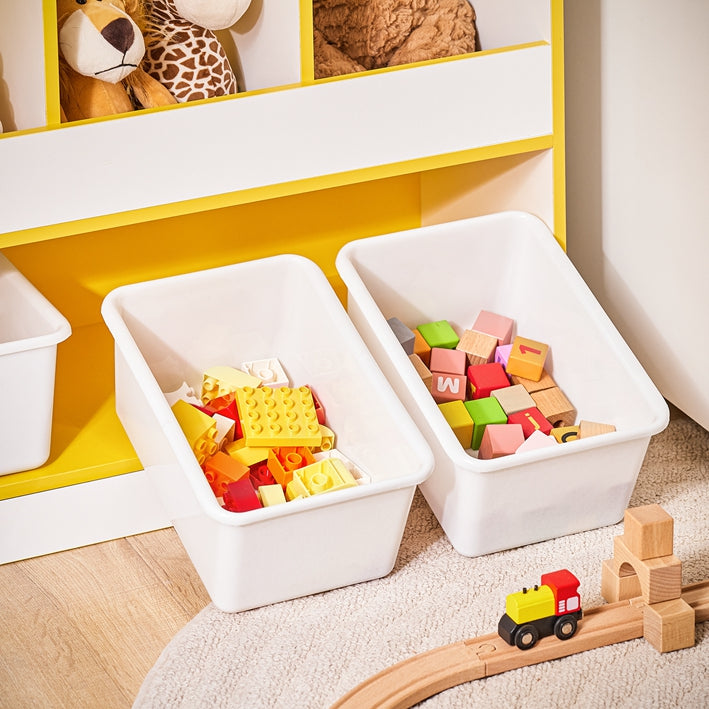 SoBuy | Étagère à Livres pour Enfants | Coffre à Jouets | Étagère de Rangement Chambre d'Enfant | Jaune/Blanc | KMB107-G