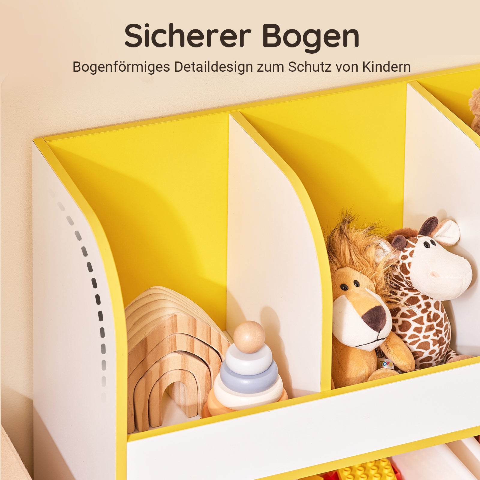 SoBuy | Étagère à Livres pour Enfants | Coffre à Jouets | Étagère de Rangement Chambre d'Enfant | Jaune/Blanc | KMB107-G