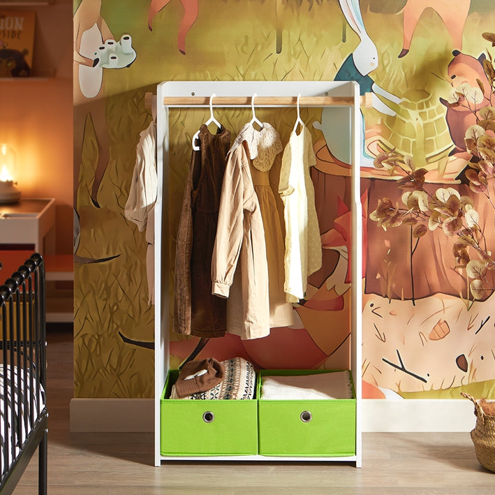 SoBuy | Appendiabiti per bambini | Armadio per bambini | Stand appendiabiti | Verde/Bianco | KMB109-W