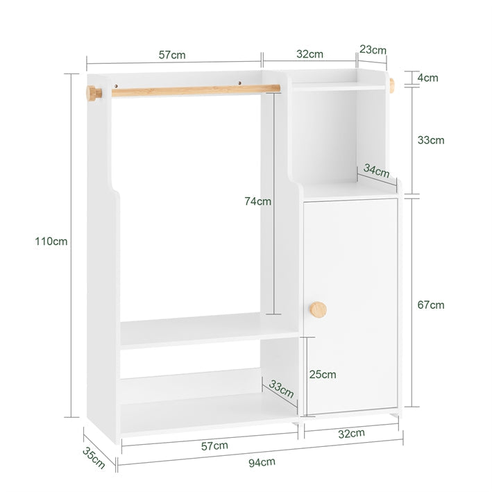 SoBuy | Guardaroba per bambini | Armadio per bambini | Appendiabiti con anta | Bianco | KMB110-W