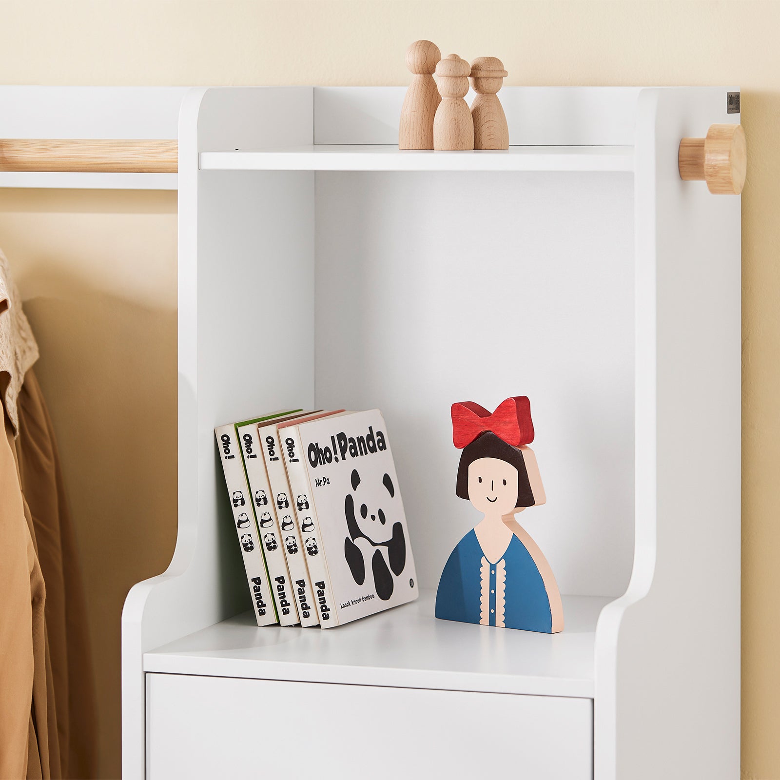 SoBuy | Guardaroba per bambini | Armadio per bambini | Appendiabiti con anta | Bianco | KMB110-W