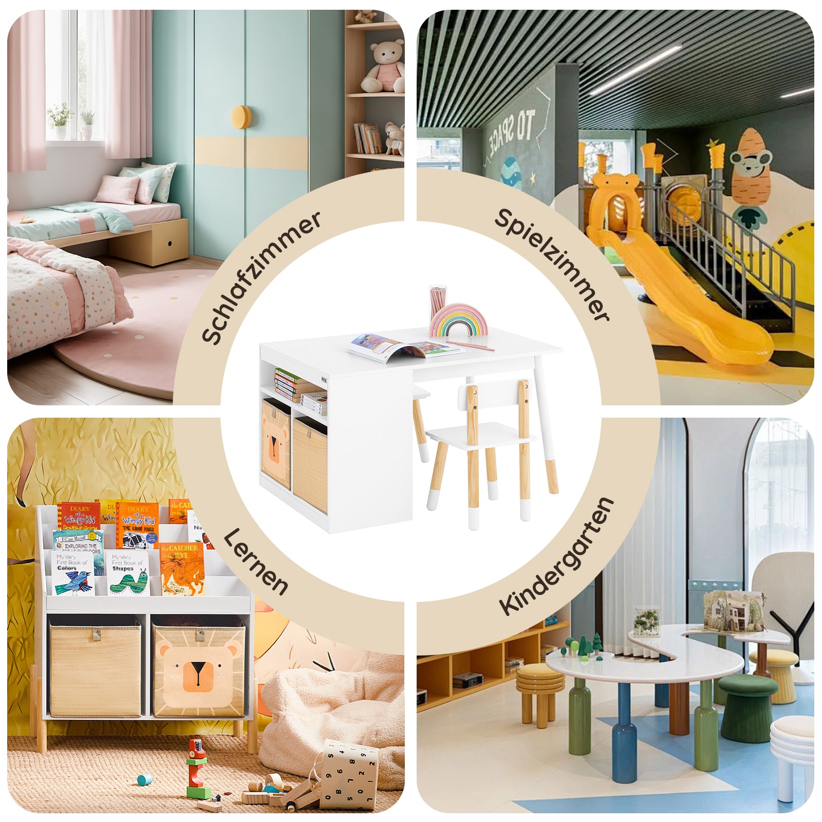 SoBuy | Table enfant avec 2 chaises | Ensemble de sièges enfant avec rangement | Table de jeu | Ensemble table et chaises | Blanc | KMB113-W