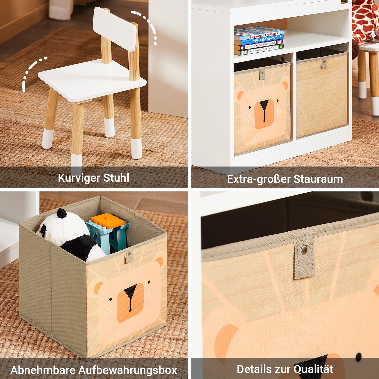 SoBuy | Table enfant avec 2 chaises | Ensemble de sièges enfant avec rangement | Table de jeu | Ensemble table et chaises | Blanc | KMB113-W