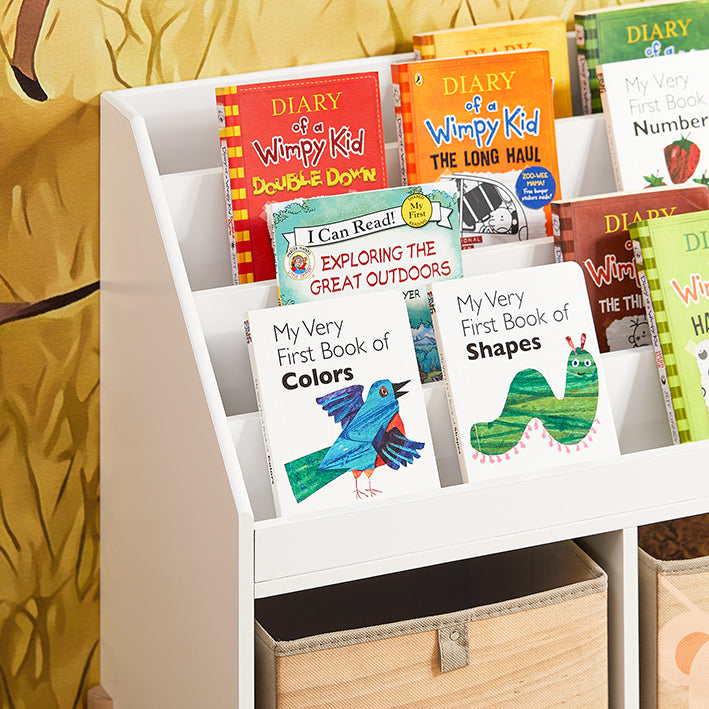 SoBuy | Étagère Enfant | Bibliothèque | Étagère de Rangement pour Enfant | Étagère sur Pied Blanche | KMB115-W
