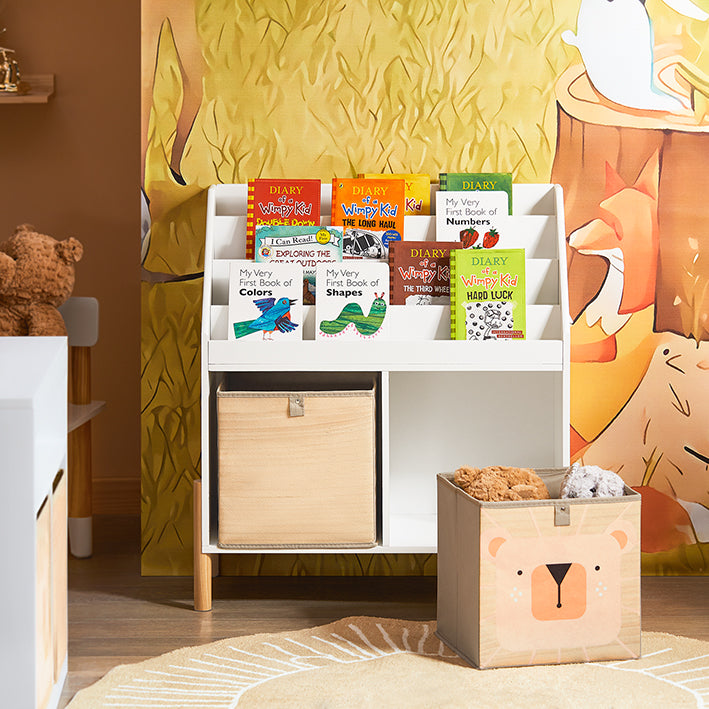 SoBuy | Étagère pour enfants | Bibliothèque | Étagère de rangement pour enfants | Étagère autoportante blanche | KMB115-W