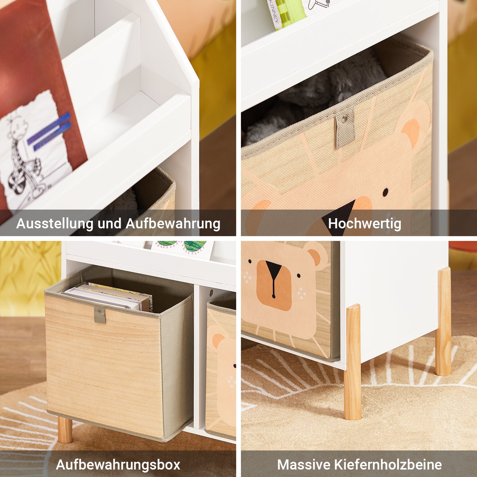 SoBuy | Étagère Enfant | Bibliothèque | Étagère de Rangement pour Enfant | Étagère sur Pied Blanche | KMB115-W