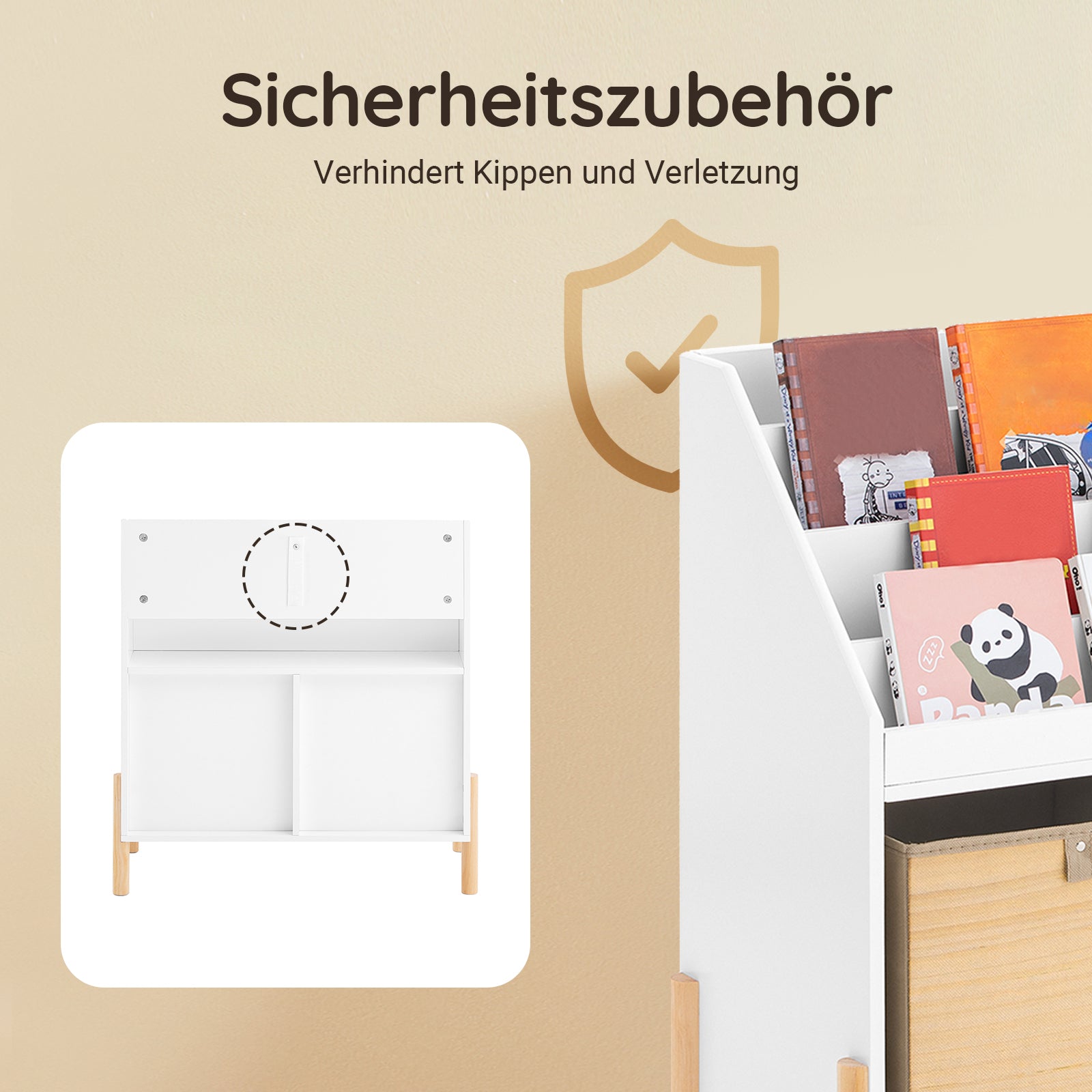 SoBuy | Étagère Enfant | Bibliothèque | Étagère de Rangement pour Enfant | Étagère sur Pied Blanche | KMB115-W