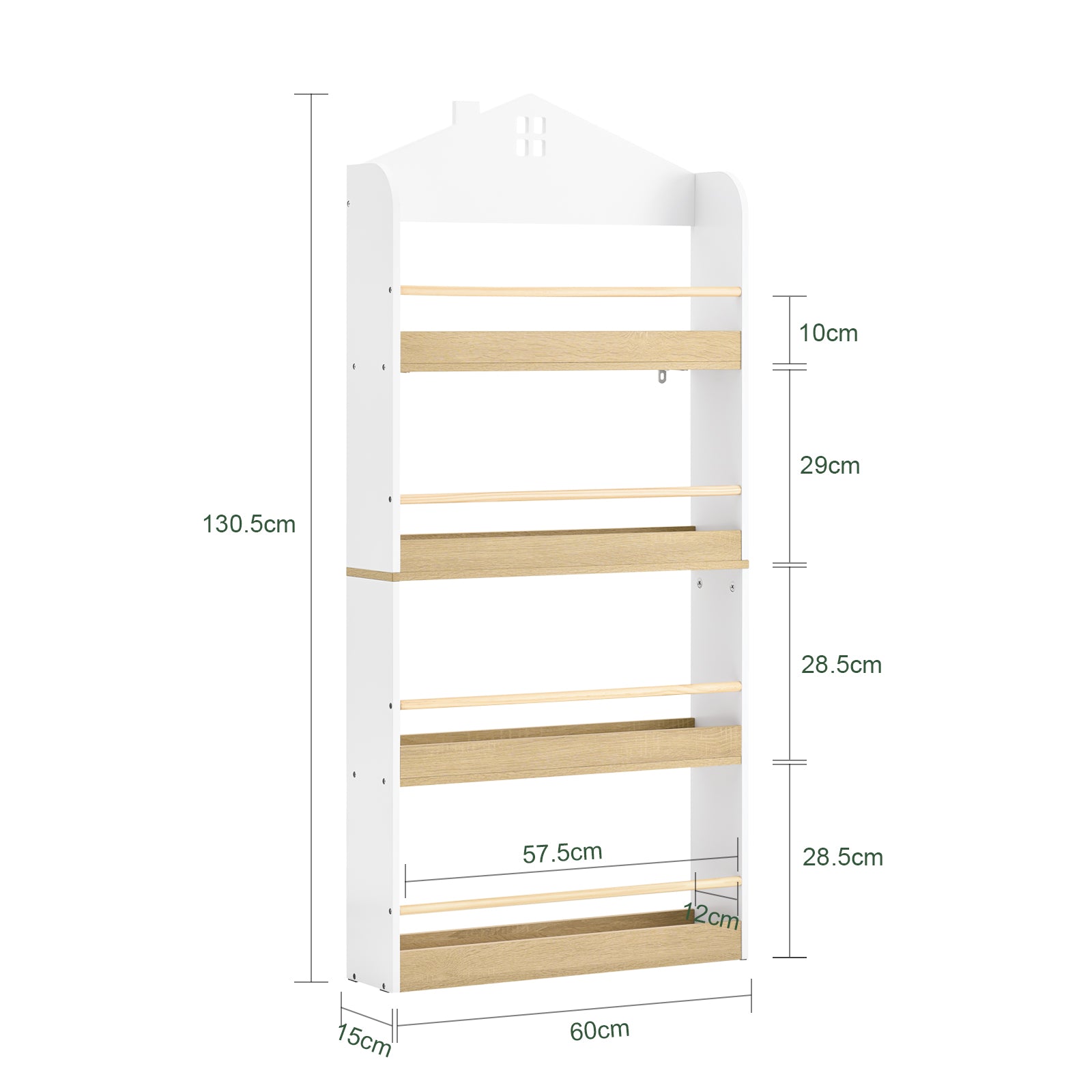 SoBuy | Bücherregal Kinder | Kinderregal | mit 4 Ablagen | KMB121-WN