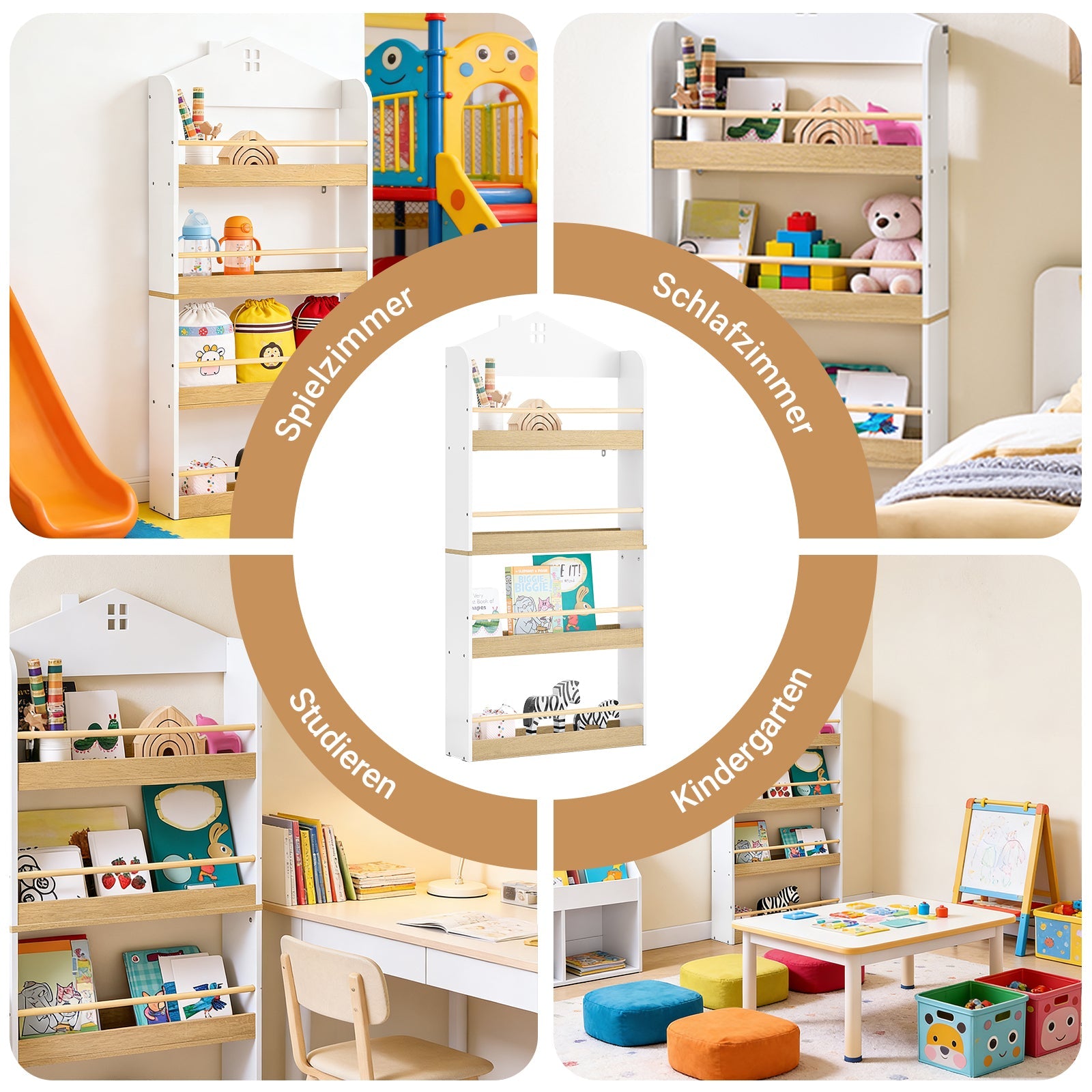 SoBuy | Bibliothèque Enfant | Étagère pour Enfants | avec 4 Étagères | KMB121-WN