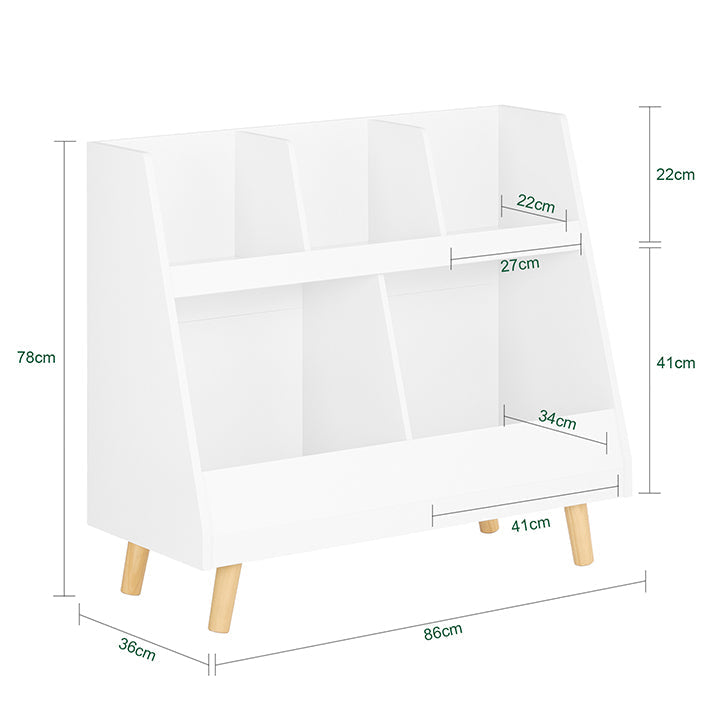 SoBuy | Scaffale per libri per bambini | Cassapanca per giocattoli | Scaffale portaoggetti per cameretta bambini | Bianco | KMB19-W