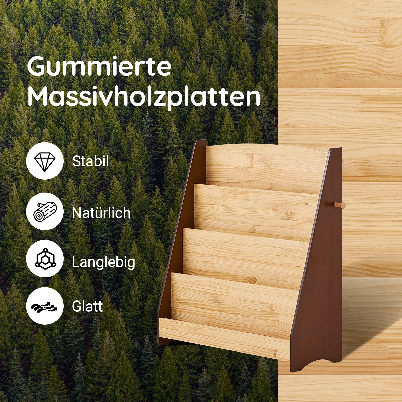 SoBuy | Étagère à Livres pour Enfants | Porte-revues | Meuble de Rangement Enfant | Naturel | KMB32-N