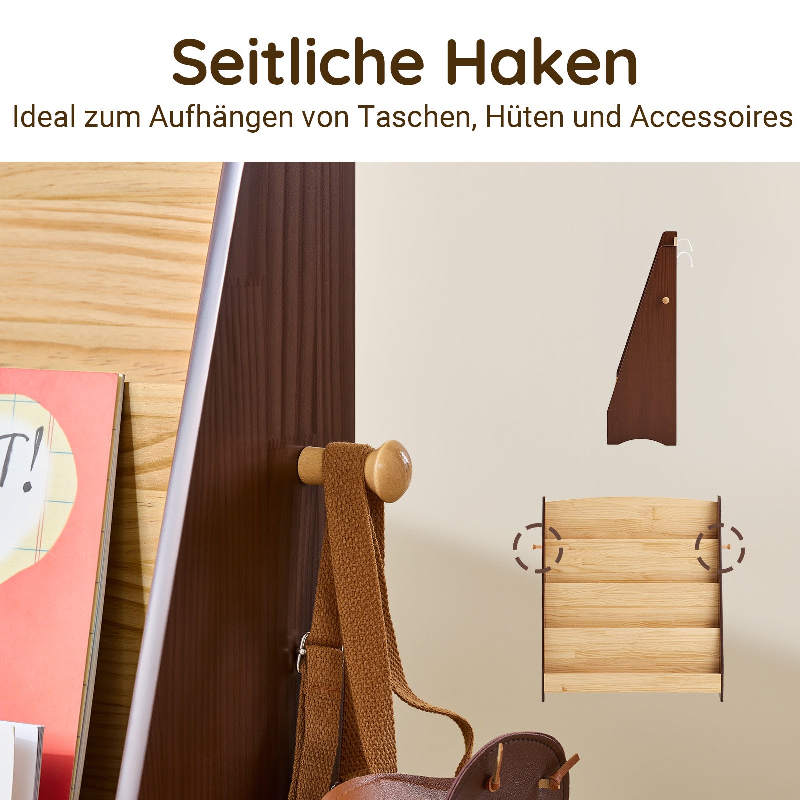 SoBuy | Kinderbücherregal | Zeitungsständer | Aufbewahrungsregal für Kinder | Natur | KMB32-N