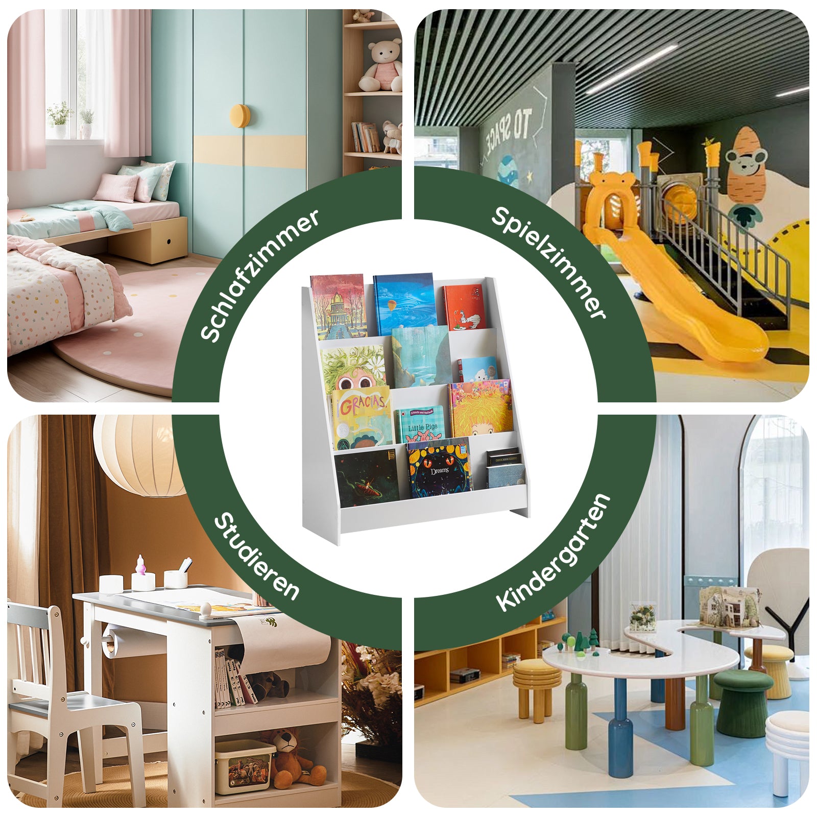 SoBuy | Kinderbücherregal | Zeitungsständer | Aufbewahrungsregal für Kinder | KMB32-W