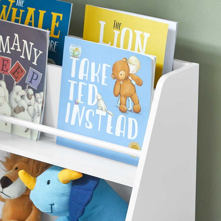 SoBuy | Étagère pour enfants | Étagère à 3 boîtes | Étagère à jouets | Blanc, bleu et rose | KMB34-F