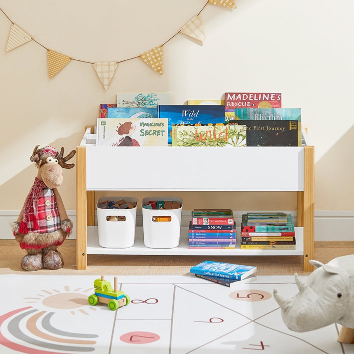 SoBuy | Scaffale portagiochi per bambini | Scaffale porta libri per bambini | Scaffale per cameretta | KMB35-W