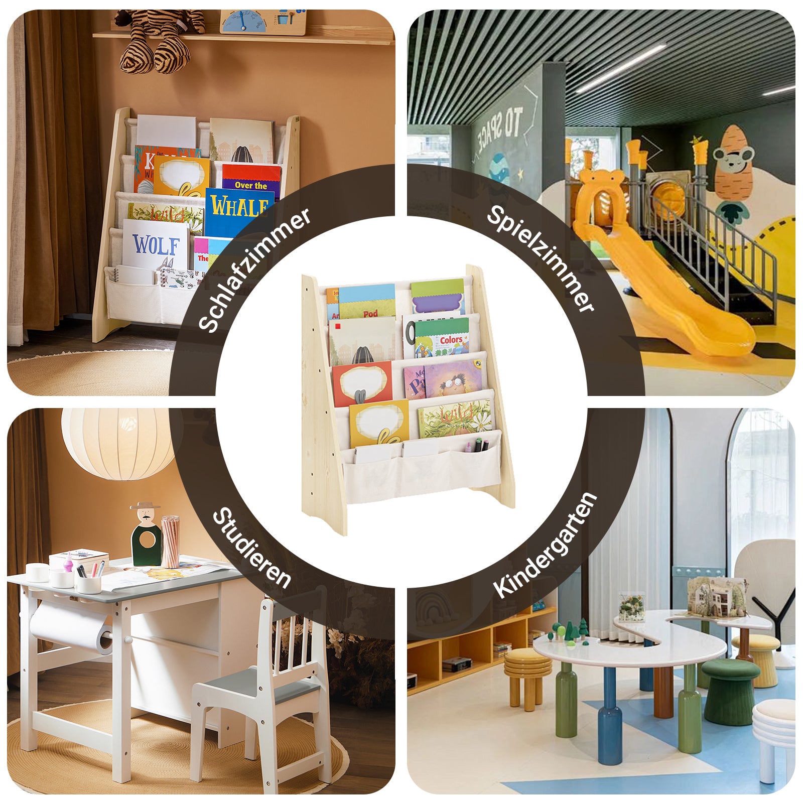 Prévente | SoBuy | Bibliothèque pour enfants | Porte-journaux | pour enfants | nature | KMB50-N