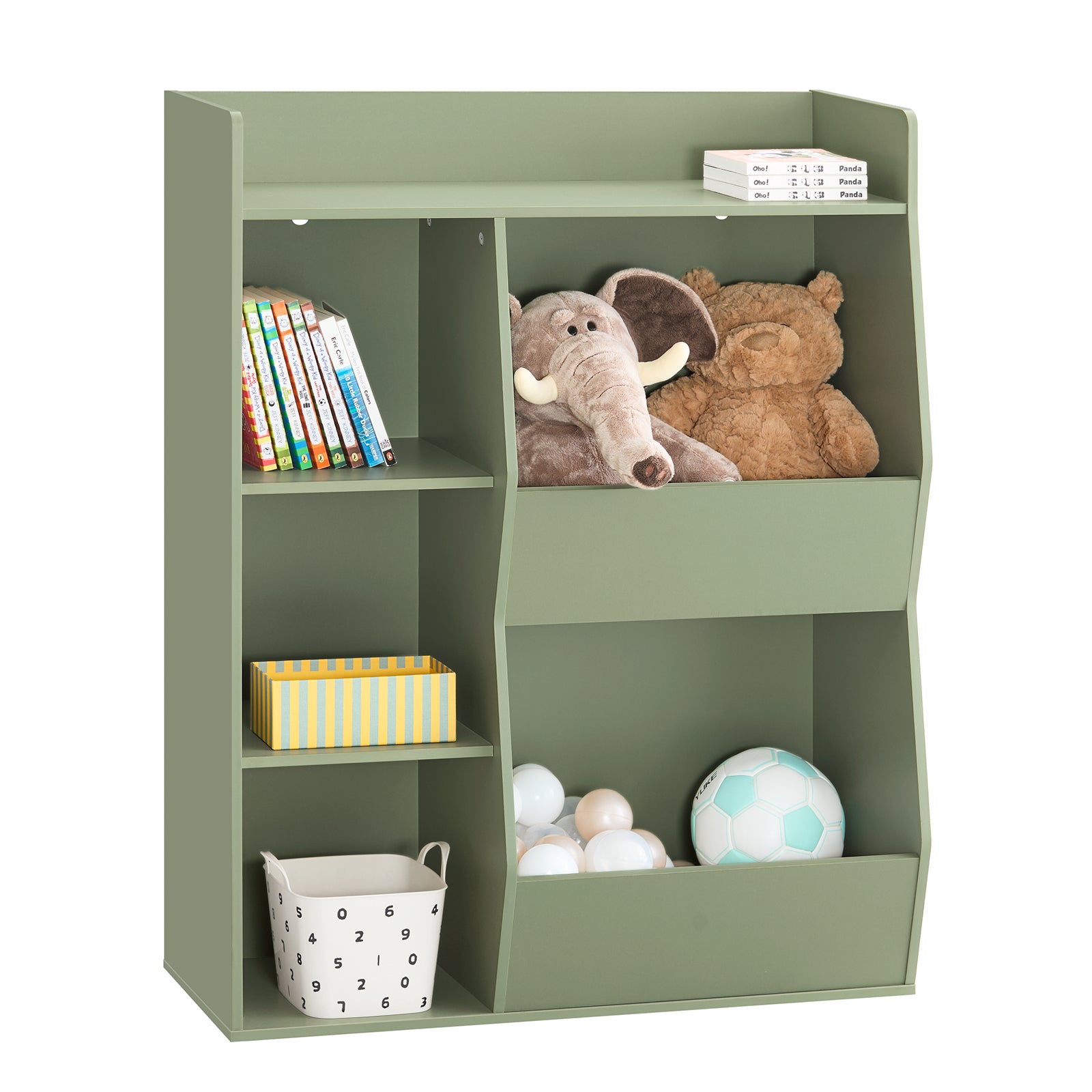 Vorverkauf | SoBuy Kinder Bücherregal Montessori Regal mit 5 Offenes Fach Grün 80x104x34 cm KMB55-K-GR