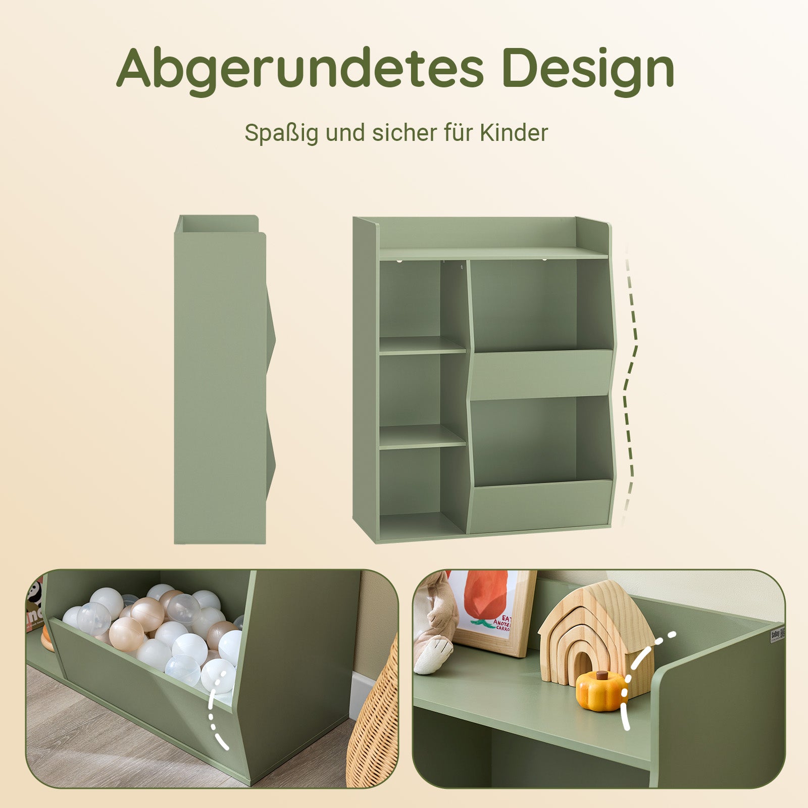 Vorverkauf | SoBuy Kinder Bücherregal Montessori Regal mit 5 Offenes Fach Grün 80x104x34 cm KMB55-K-GR
