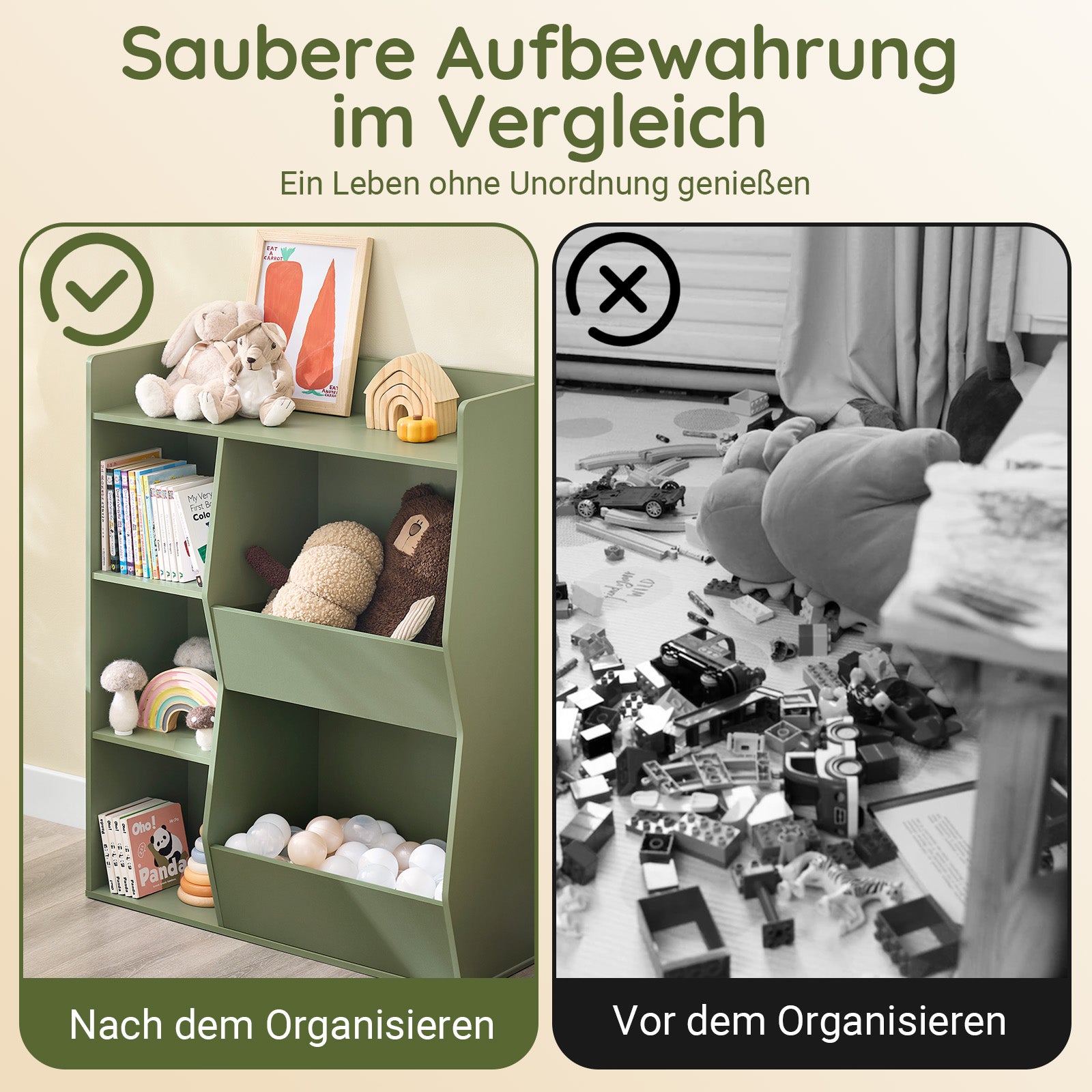 Vorverkauf | SoBuy Kinder Bücherregal Montessori Regal mit 5 Offenes Fach Grün 80x104x34 cm KMB55-K-GR