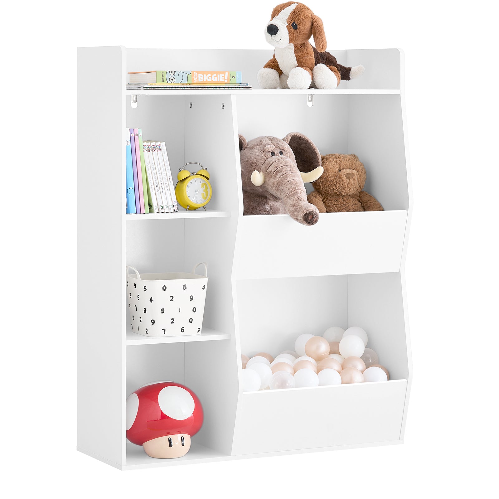 SoBuy Kinder Bücherregal Montessori Regal mit 5 Offenes Fach Weiß 80x104x34 cm KMB55-K-W