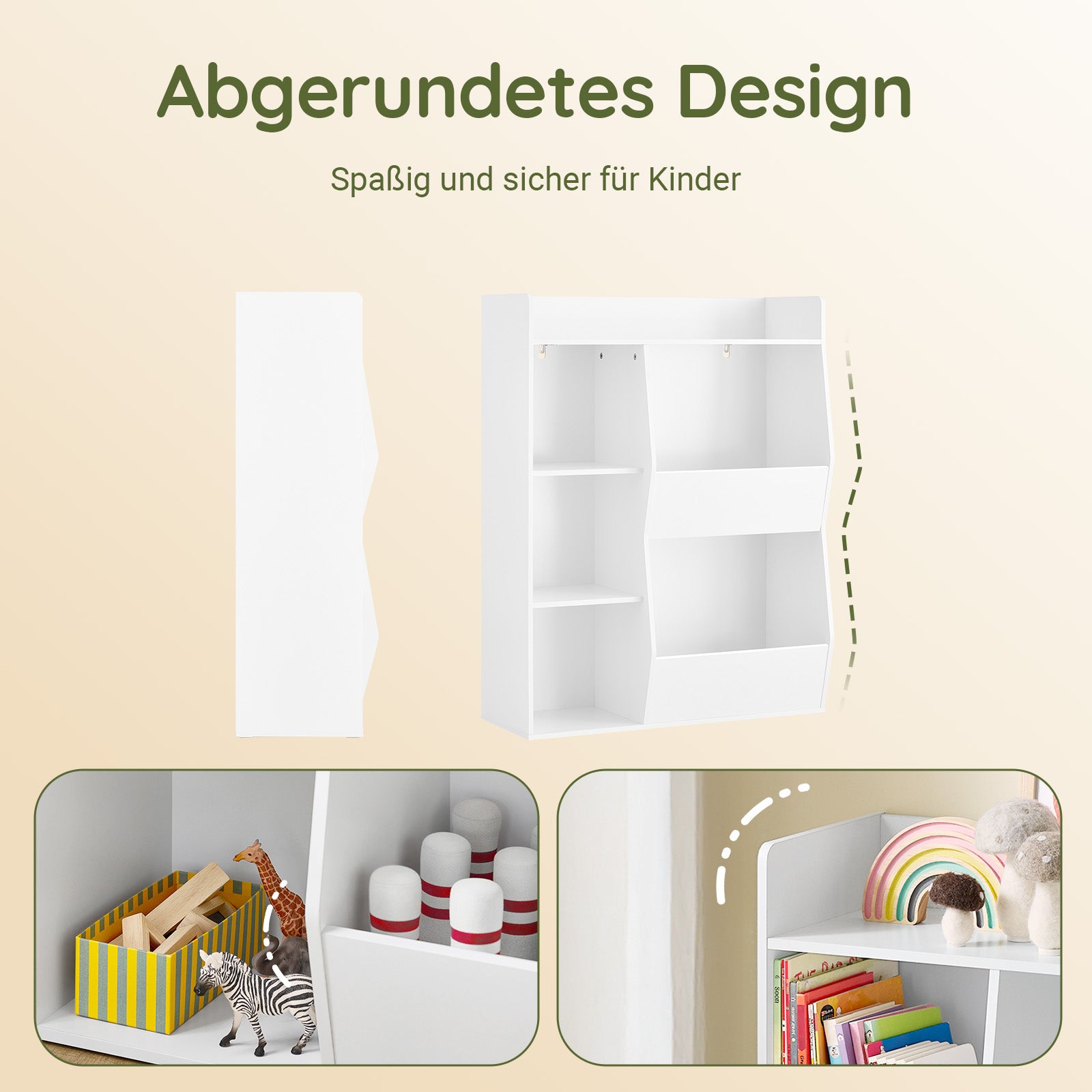 SoBuy Kinder Bücherregal Montessori Regal mit 5 Offenes Fach Weiß 80x104x34 cm KMB55-K-W