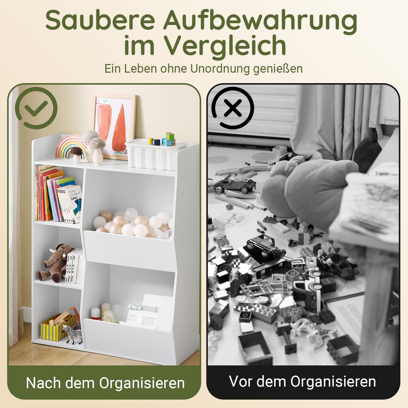 SoBuy Kinder Bücherregal Montessori Regal mit 5 Offenes Fach Weiß 80x104x34 cm KMB55-K-W