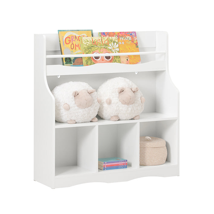 SoBuy | Scaffale per libri per bambini | Scaffale per giocattoli | Scaffale portaoggetti per bambini | KMB57-W