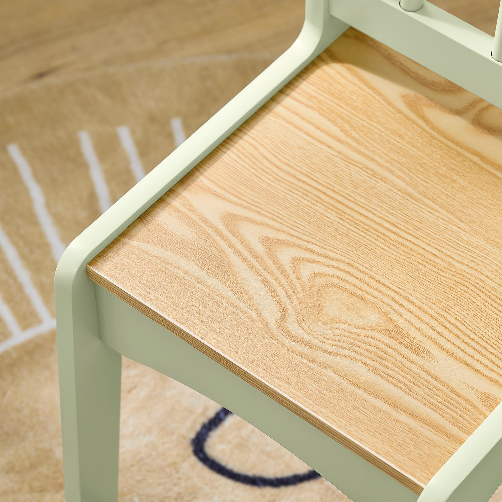 SoBuy | Kindertisch mit 1 Stuhl | Kindersitzgruppe | mit 1 Papierrollenhalter | Maltisch für Kinder | Grün | KMB60-GR