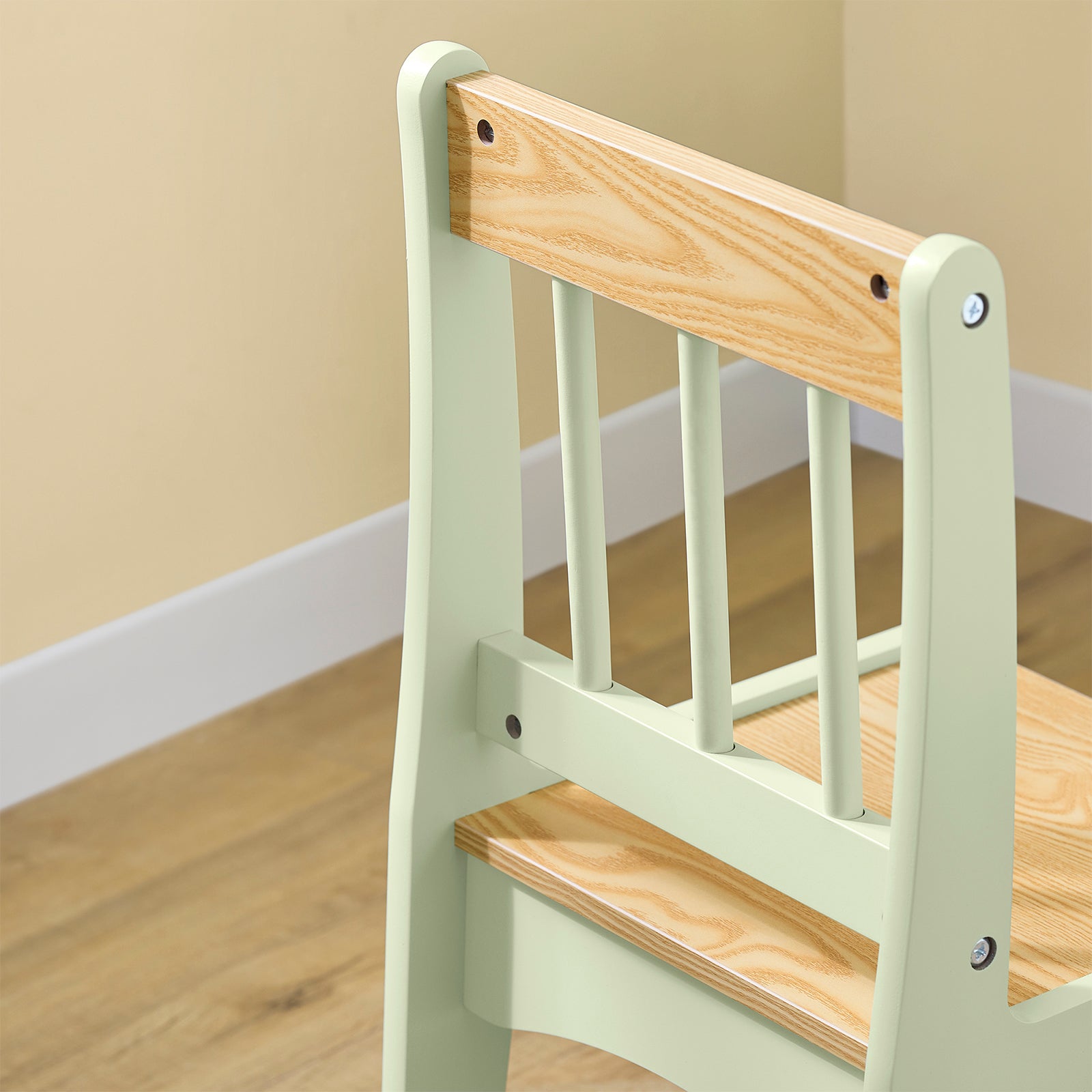 SoBuy | Kindertisch mit 1 Stuhl | Kindersitzgruppe | mit 1 Papierrollenhalter | Maltisch für Kinder | Grün | KMB60-GR