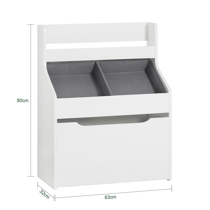 SoBuy | Scaffale per bambini con 2 contenitori in tessuto | Libreria | Contenitore giocattoli con ruote | KMB71-W