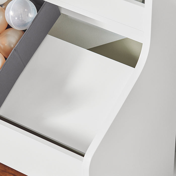 Prévente | SoBuy | Étagère pour enfants avec 2 boîtes en tissu | Bibliothèque | Coffre à jouets à roulettes | KMB71-W