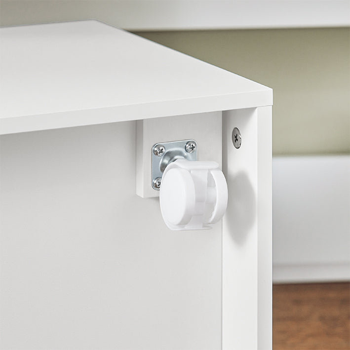 Prévente | SoBuy | Étagère pour enfants avec 2 boîtes en tissu | Bibliothèque | Coffre à jouets à roulettes | KMB71-W