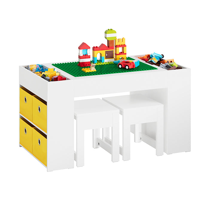 Prevendita | SoBuy | Tavolo per bambini con 2 sedie | Set tavolo e sedie per bambini | Tavolo attività per bambini | Bianco | KMB75-W