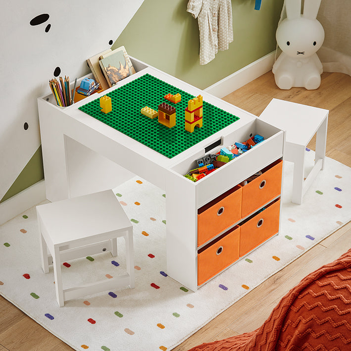 SoBuy | Table enfant avec 2 chaises | Ensemble de sièges pour enfants | Table d'activités pour enfants | Blanc | KMB75-W