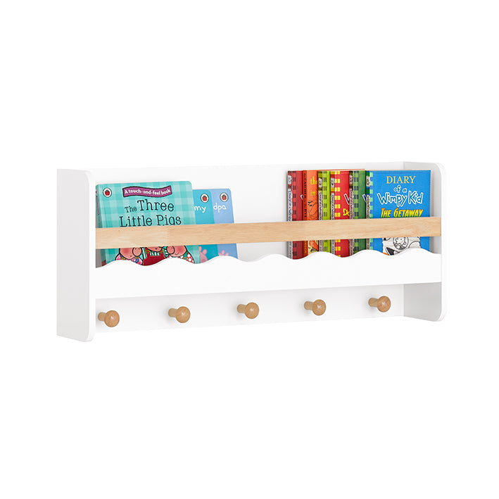 SoBuy | Mensola da parete | Libreria per bambini | Appendiabiti per bambini con ripiano | KMB78-W
