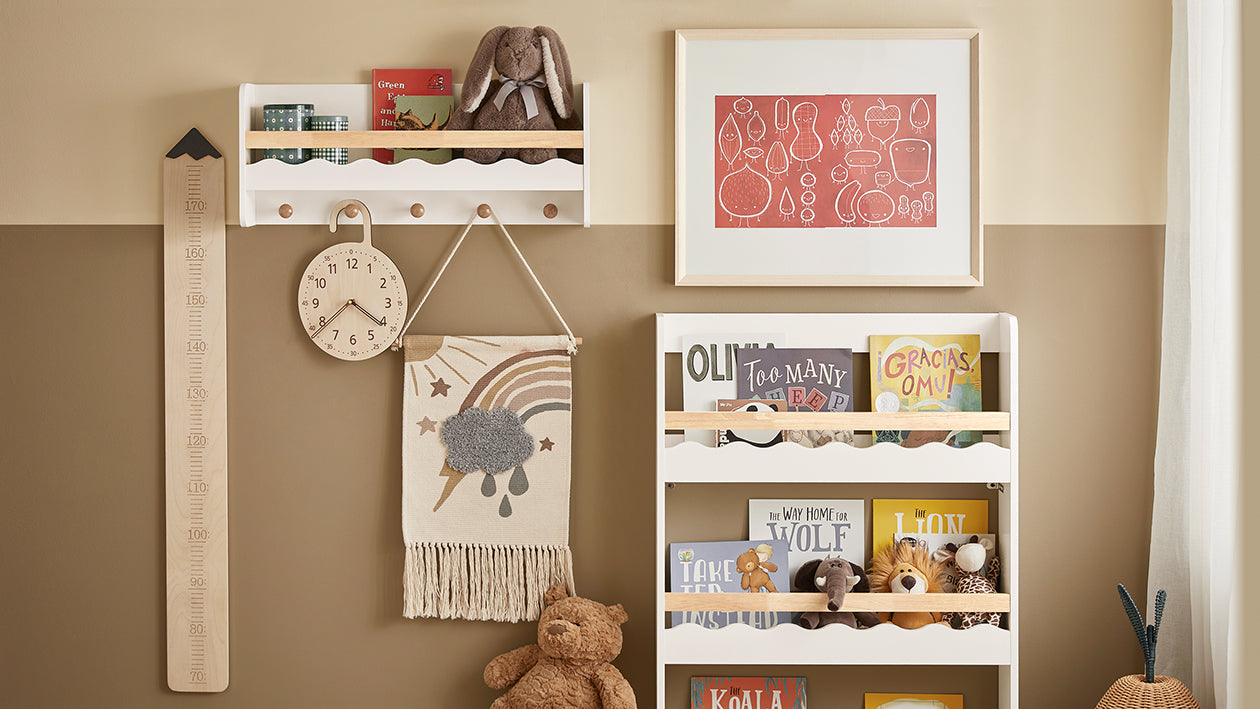 SoBuy | Étagère murale | Bibliothèque pour enfants | Armoire pour enfants avec rangement | KMB78-W