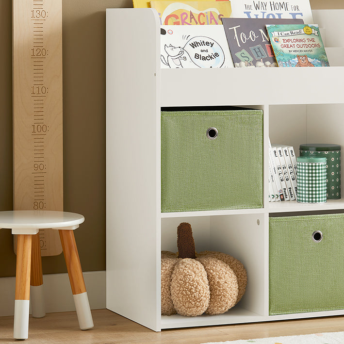 SoBuy | Bibliothèque pour enfants avec 2 paniers en tissu | Étagère à jouets | Étagère de rangement pour enfants | KMB79-W