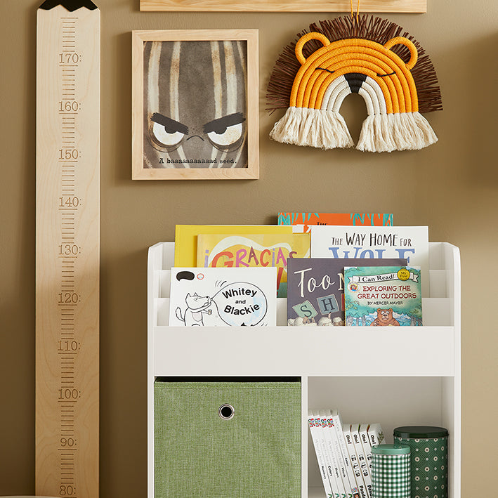 SoBuy | Bibliothèque pour enfants avec 2 paniers en tissu | Étagère à jouets | Étagère de rangement pour enfants | KMB79-W
