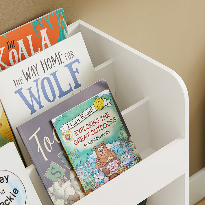 SoBuy | Bibliothèque pour enfants avec 2 paniers en tissu | Étagère à jouets | Étagère de rangement pour enfants | KMB79-W